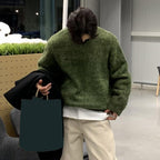 Thick Knitted Retro Round Neck Pullover Sweater for Men | Streetwear