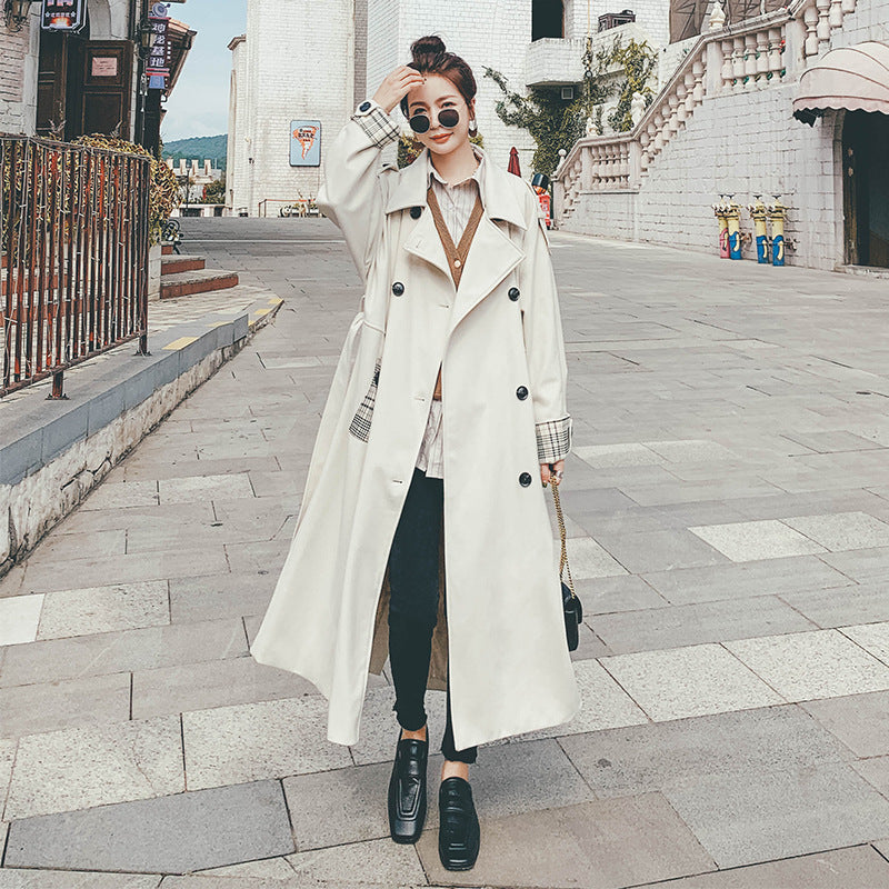Korean Style Plaid Patchwork Commuter Coat