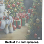 Fox Terrier and Santa Claus Glass Cutting Board
