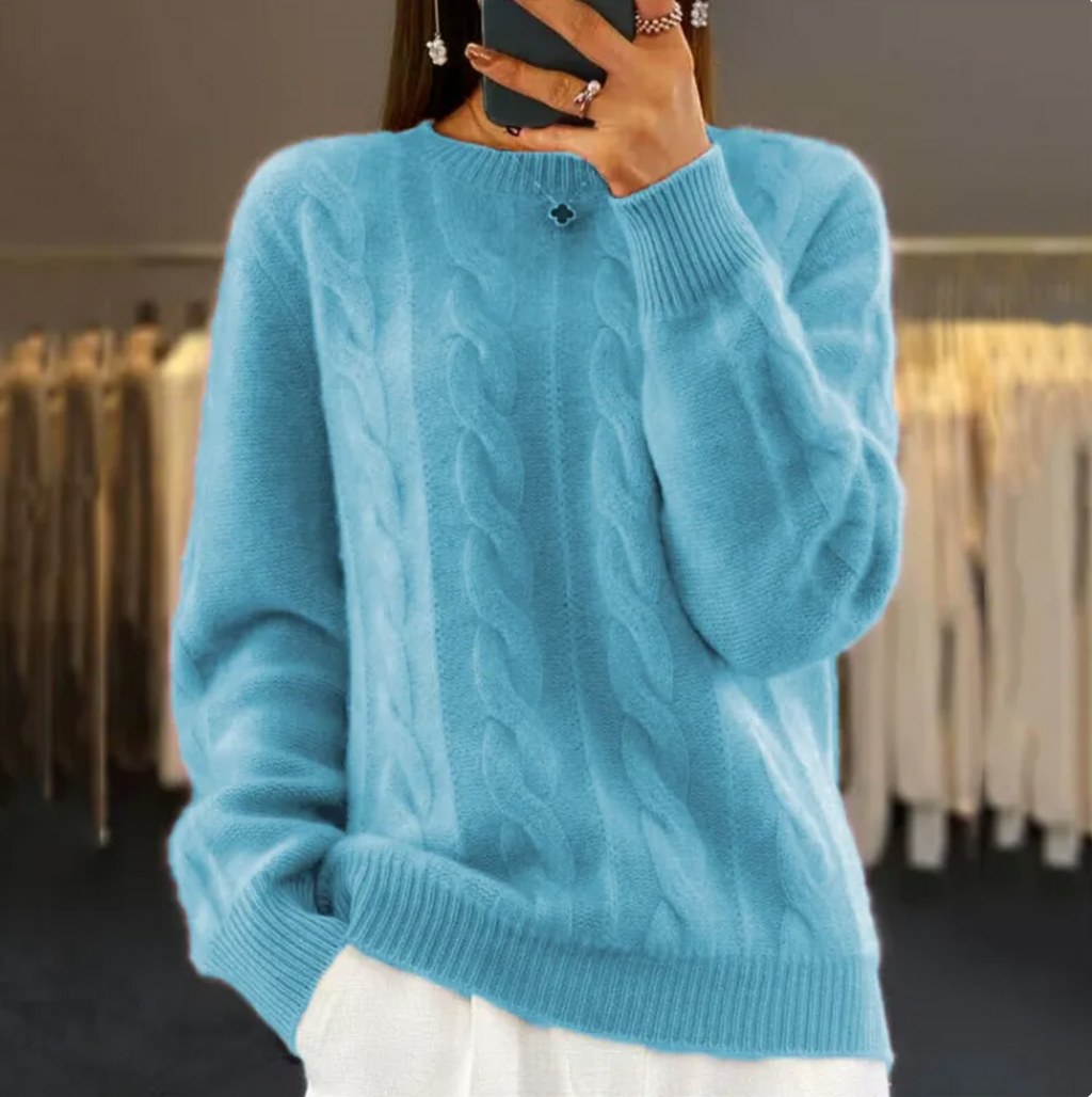 Women's Retro Cable-Knit Pullover Sweater | Streetwear