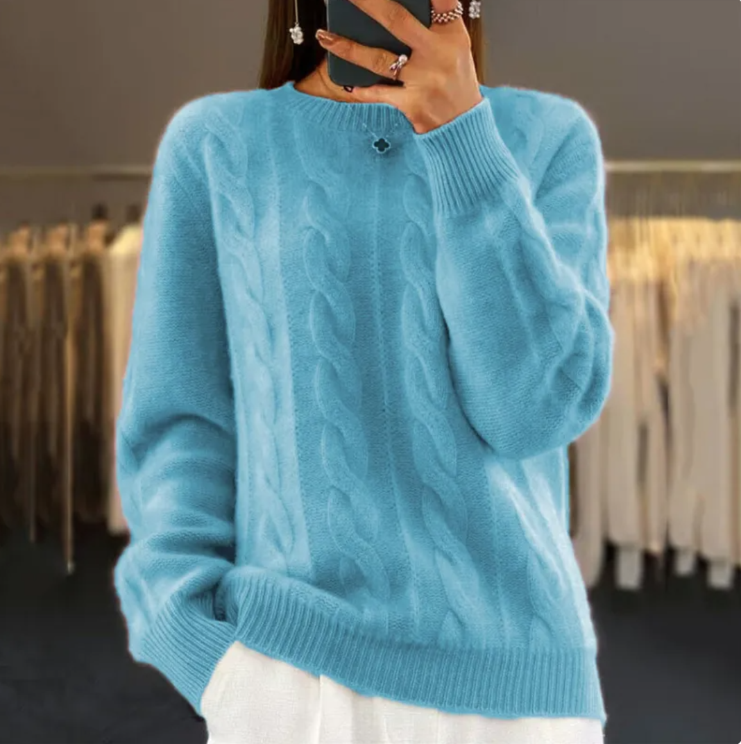 Women's Retro Cable-Knit Pullover Sweater | Streetwear