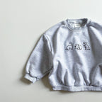 Embroidered Long Sleeve Sweater with Dinosaur Cartoon