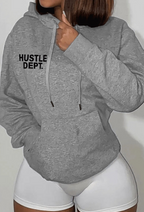 Casual Loose Hooded Sweater with Chest Print