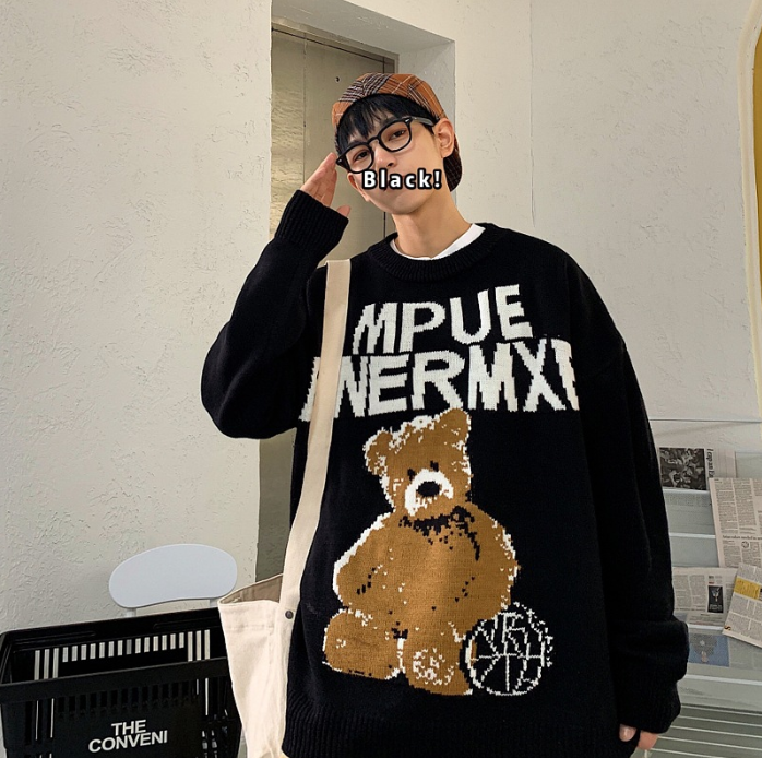 Letter Bear Knit Sweater for Couples (Men & Women)