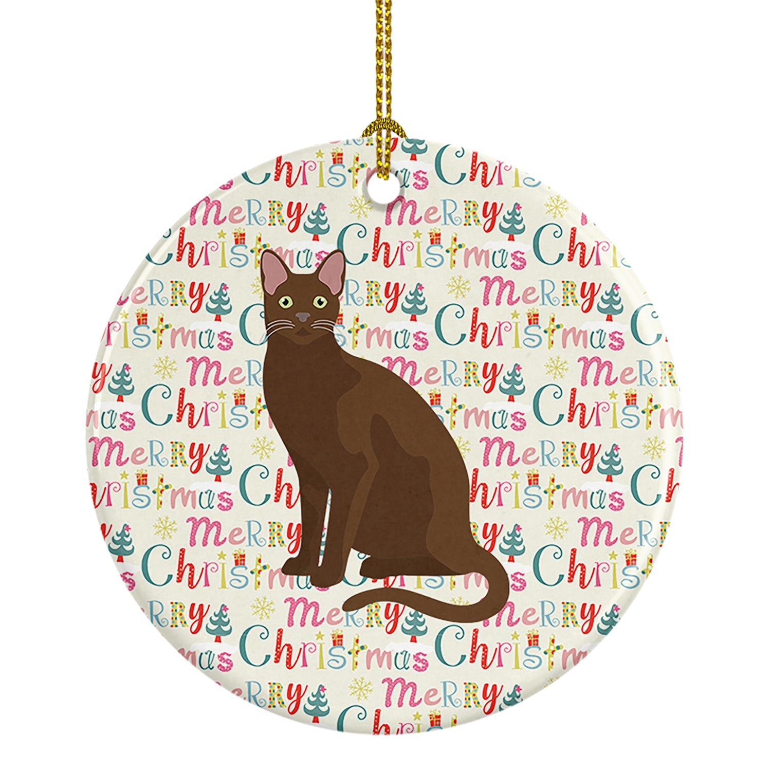 Havana Brown Cat Christmas Ceramic Ornament