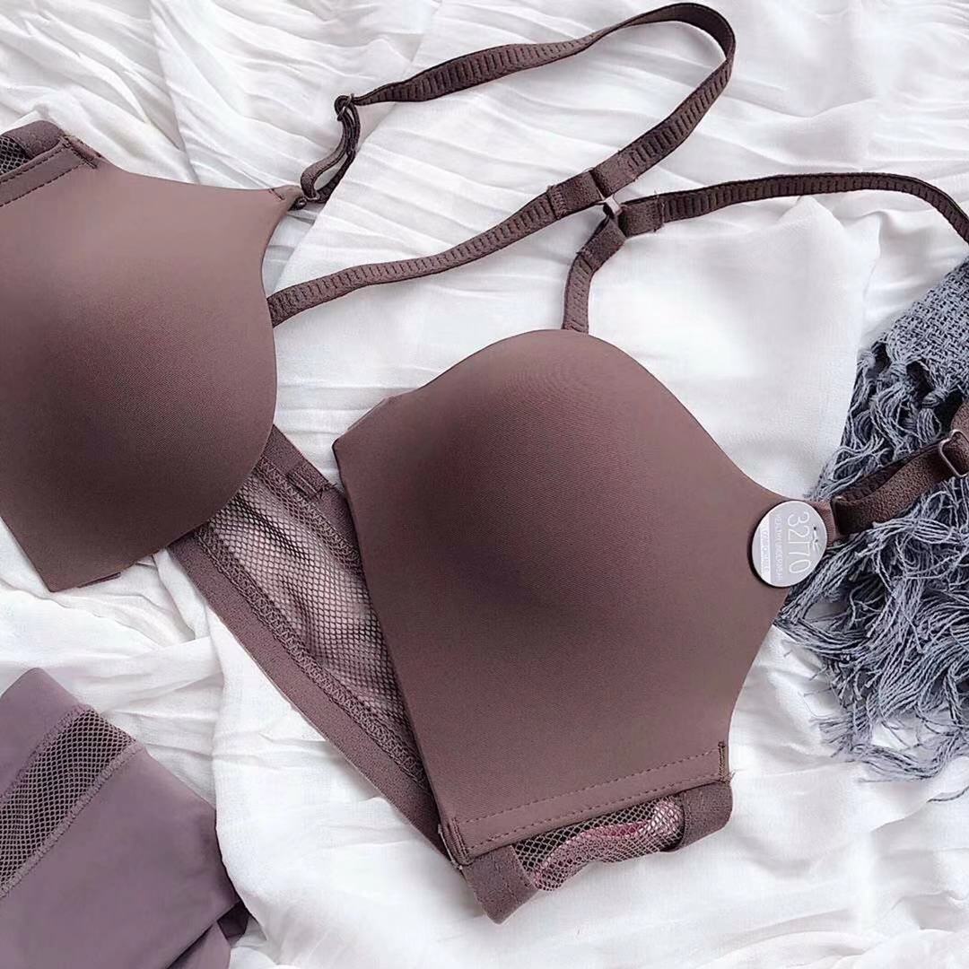 Invisible Front Closure Wireless Bra Set for Women