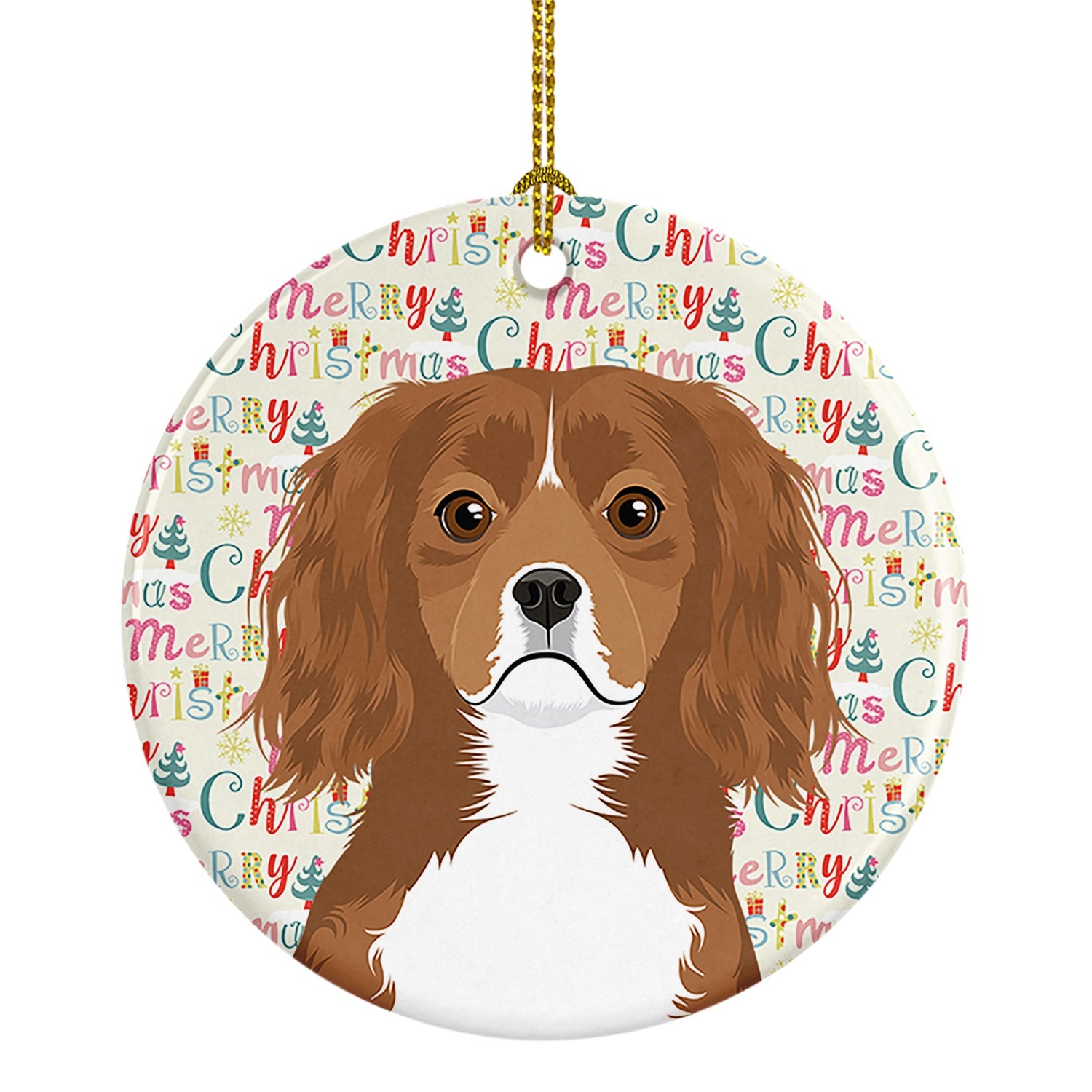 Cavalier King Charles Spaniel Ruby Christmas Ceramic Ornament