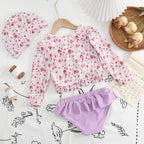 Girls' Long-Sleeved Floral Split Ruffled Swimsuit (2-10Y)