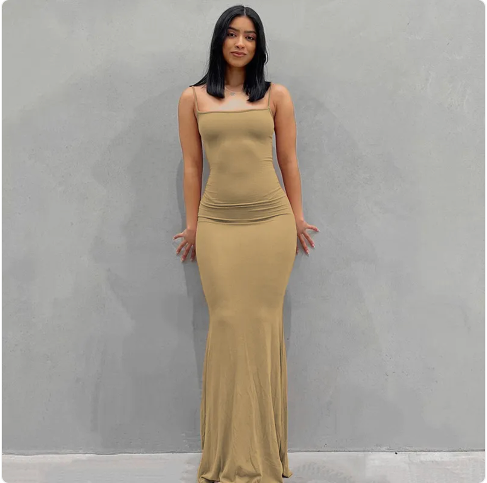 Solid Color Sleeveless Maxi Dress