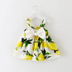 Girls' Korean Floral Dress with Big Bow (Princess Style)