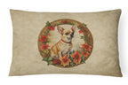 Chihuahua Christmas Flowers Throw Pillow