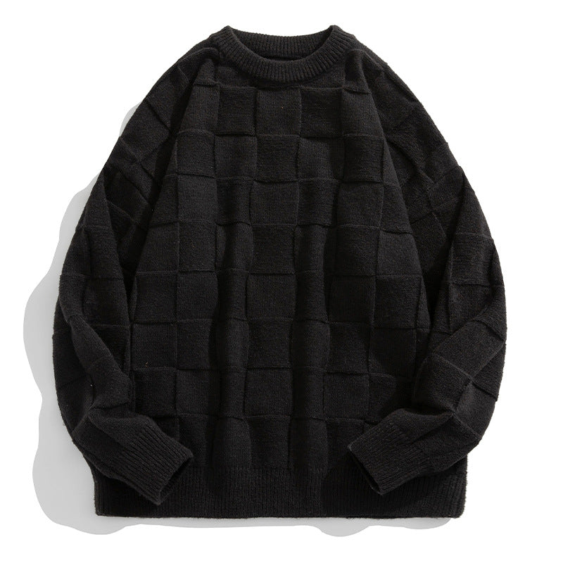 Men's Checkerboard Crew Neck Sweater (2 Versatile Styles)