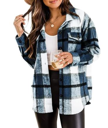 Casual Checkered Flannel Button-Down Jacket