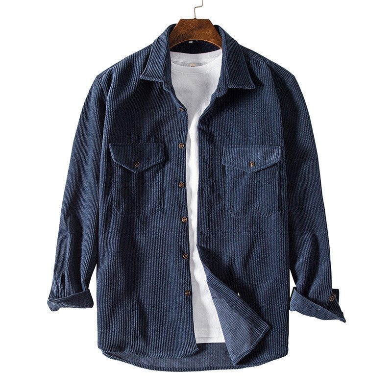 Men's Long Sleeve Padded Corduroy Retro Shirt