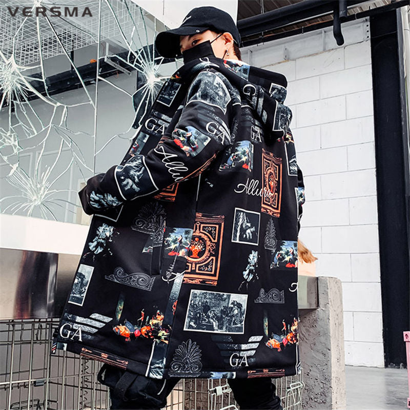 VERSMA Vintage Japanese Harajuku Hooded Trench Coat