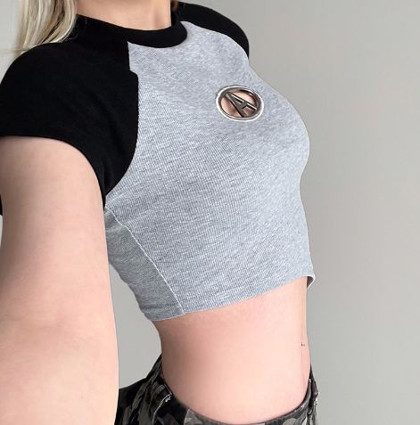 Women's Slim-fit Asymmetrical Crop Top with Hollow Design