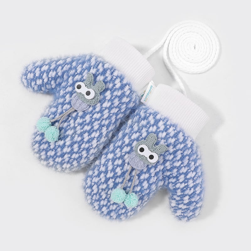 Children's Knitted Cartoon Gloves for Winter Outdoors