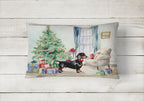 Black and Tan Dachshund Christmas Throw Pillow