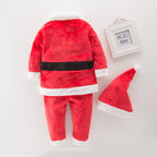 Children's Christmas Long Sleeve Outfit with Hat (3 Pieces) | Embroidered Cap