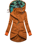 Solid Color Printed Hooded Long Sleeve Jacket