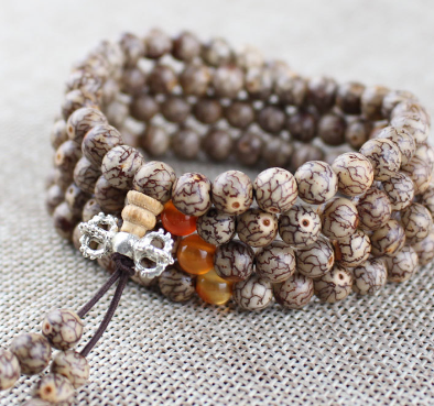 Tibetan Bodhi 108 Bead Star and Moon Prayer Bracelet