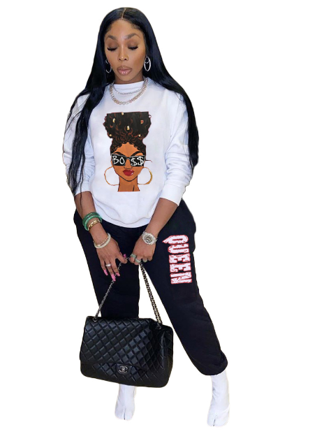 Fashion Printed Long-sleeved Fleece Sweater