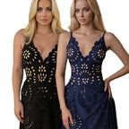 Eyelet Cutout Flared Maxi Beach Cover-Up Skirt