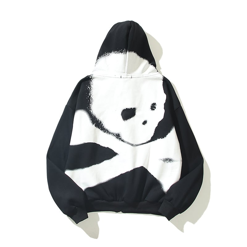 Burgundy Skull Print Pullover Zip Jacket Sweatshirt | Streetwear