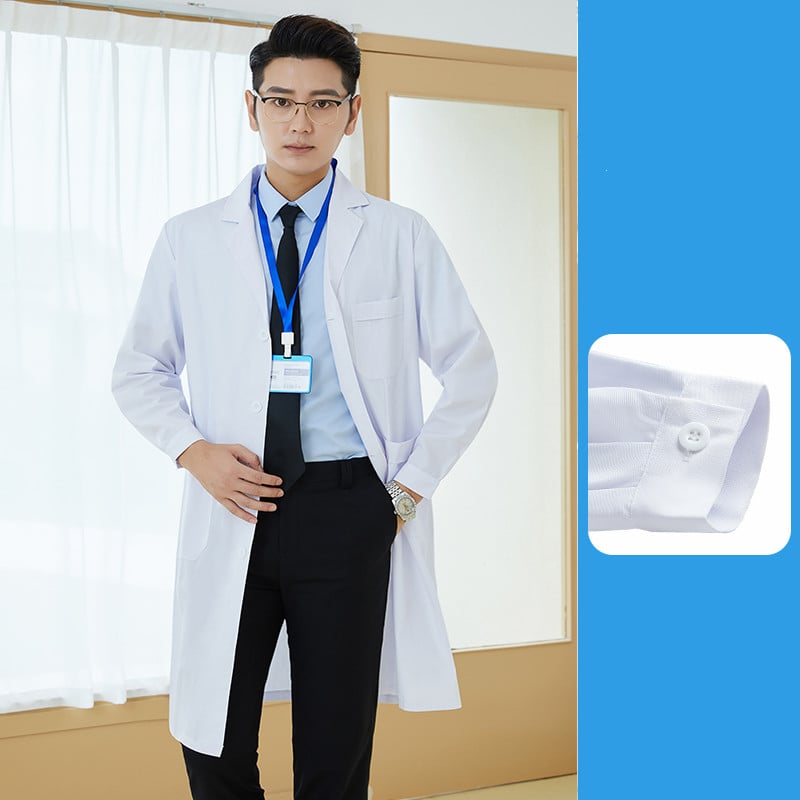 White Long Sleeve Coat for Tattoo Artist Uniform