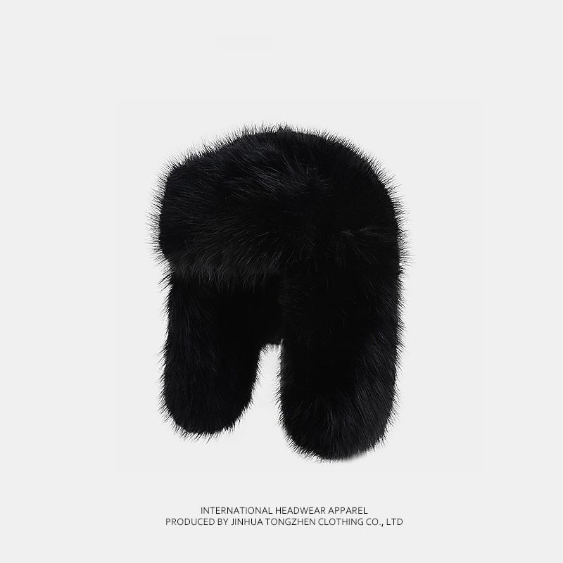 Blue Velvet Ushanka Hat with Thermal Furry Earmuffs | Embroidered Cap