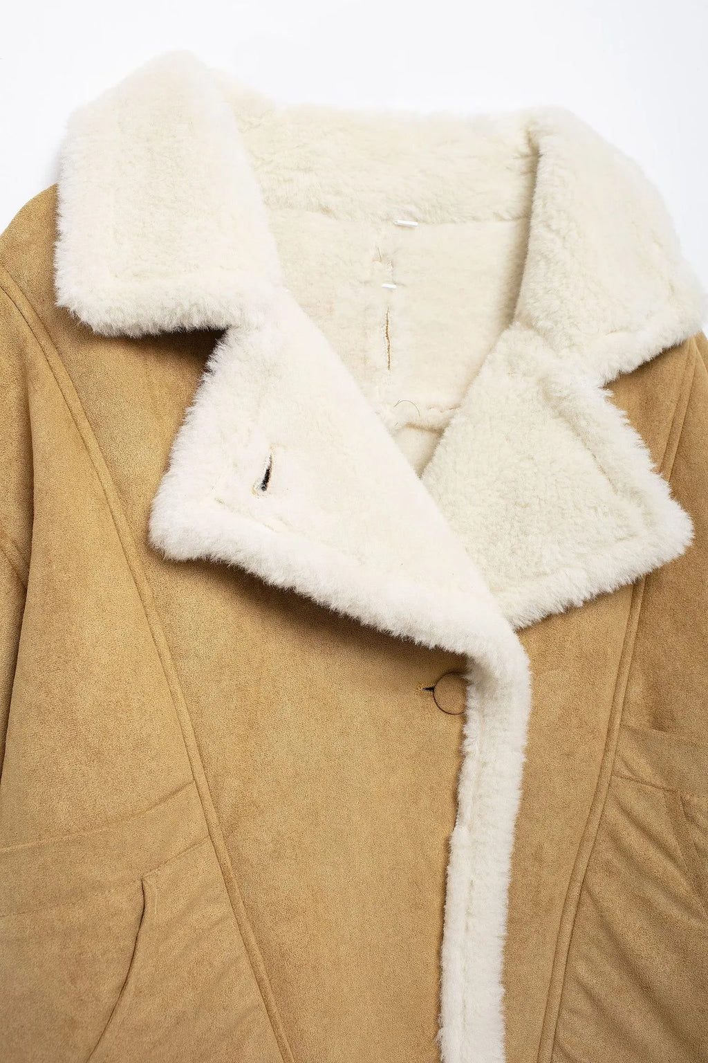 Fashion Loose And Warm Vintage Lamb Wool Khaki Coat