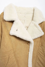 Fashion Loose And Warm Vintage Lamb Wool Khaki Coat