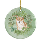Shiba Inu Sitting Pretty Christmas Wreath Ceramic Ornament