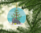 Selkirk Rex Cat Christmas Ceramic Ornament