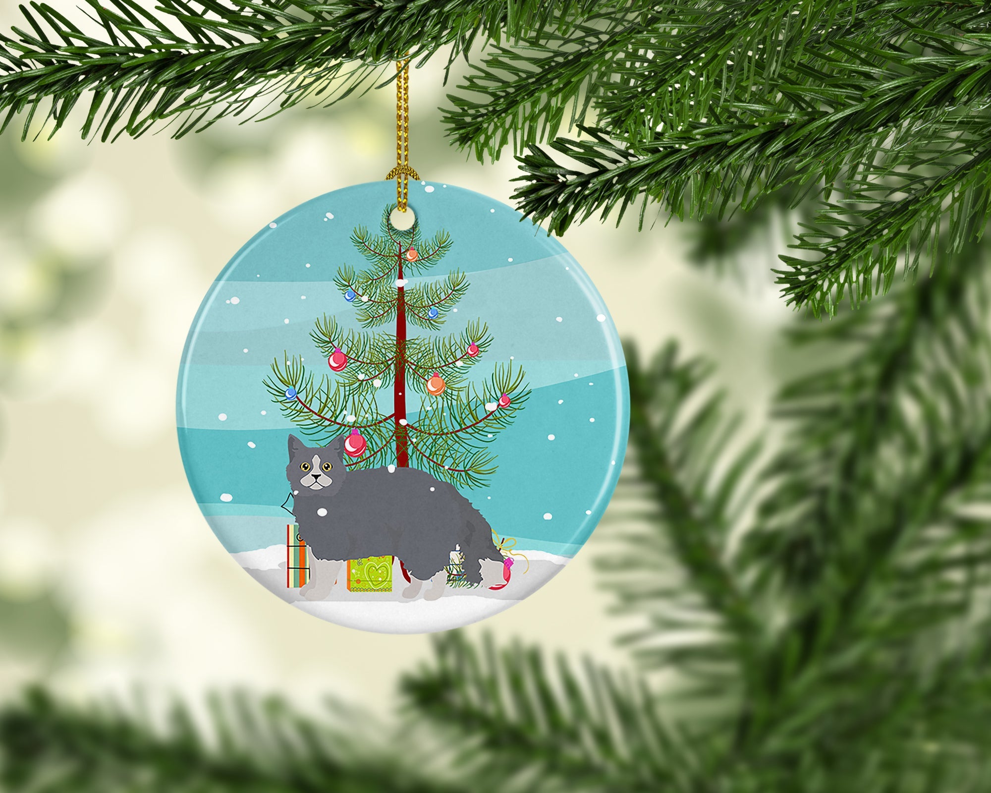 Selkirk Rex Cat Christmas Ceramic Ornament