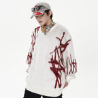Men's Hip Hop Graffiti Embroidered Crew Neck Sweater