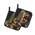 Belgian Malinois and Santa Claus Pair of Pot Holders