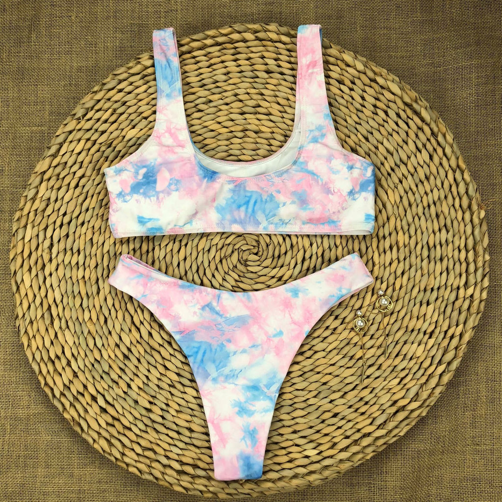 2020 Women's Colorful Tie-Dye Bikini Two-Piece Set