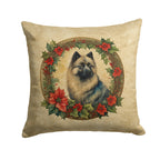 Keeshond Christmas Flowers Throw Pillow