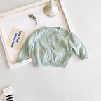 Girls' Long Sleeve Solid Color Knitted Cardigan Jacket