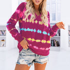 Ombre Tie Dye Long Sleeve Loose Hoodie Top | Streetwear