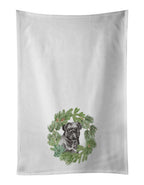 Pug Black Christmas Wreath Kitchen Towel Set of 2