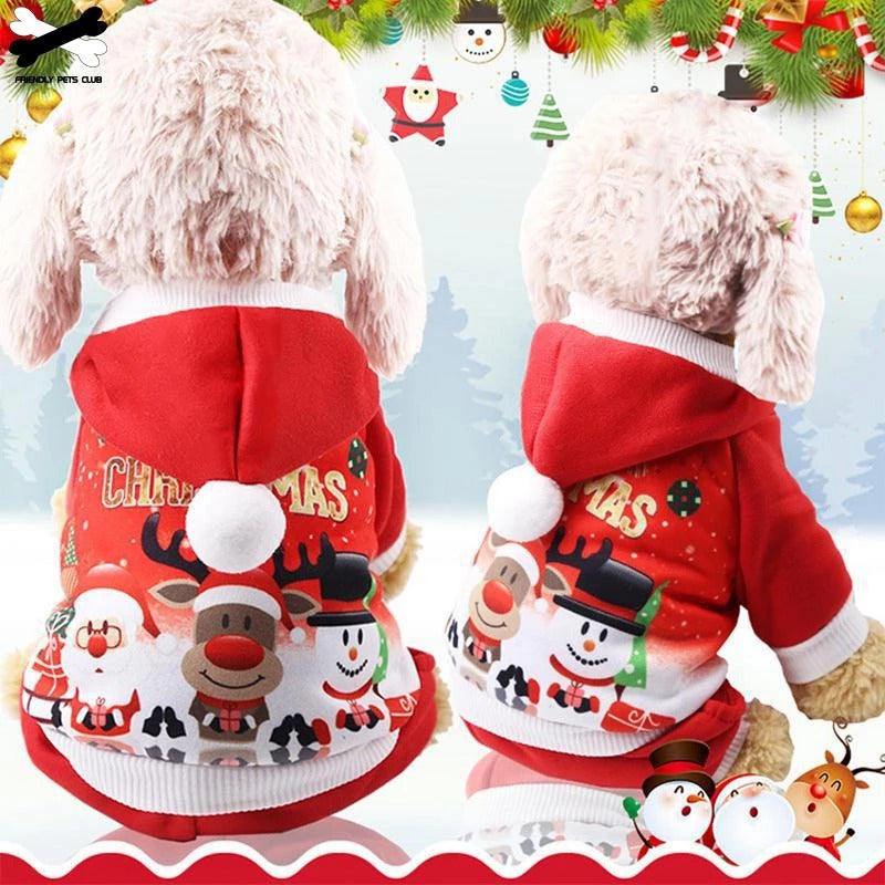 Santa Claus Snowman Reindeer Hoodie for Pets