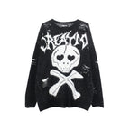 Men's Skull Jacquard Ripped Sweater