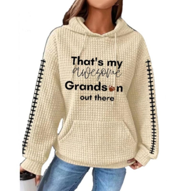 Women's Long-sleeved Hooded Waffle Sweater