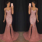 Sexy Deep V Sequin Long Dress with Spaghetti Straps