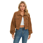 2024 Women's Corduroy Short Jacket with Lantern Sleeves