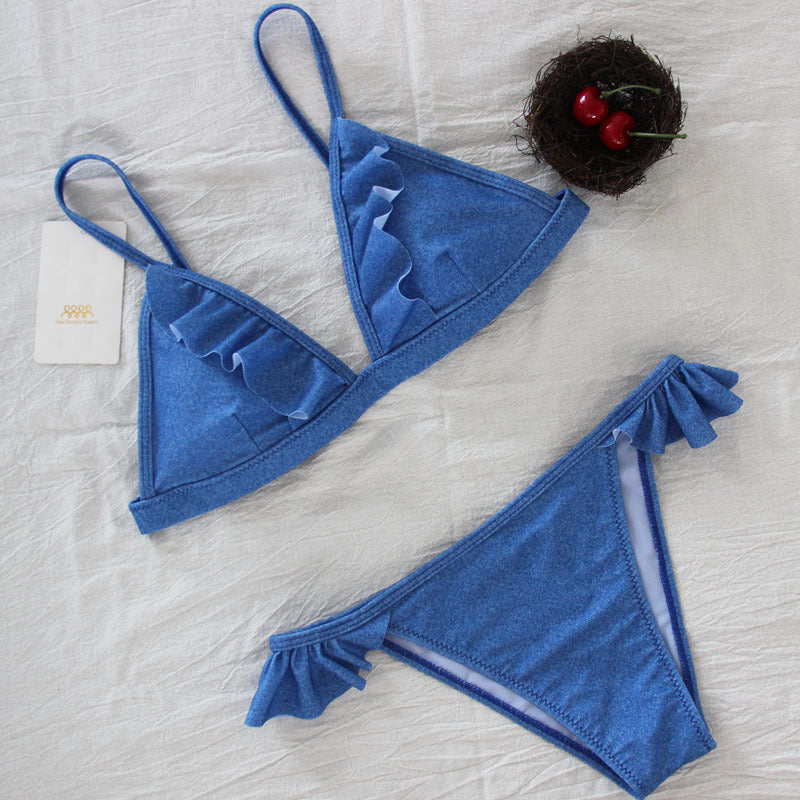 Denim Color Bikini Swimsuit Set