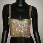 Bling Rhinestones Crop Top with Full Sequins