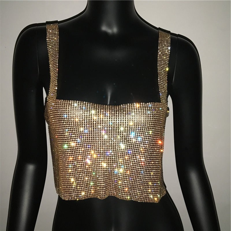 Bling Rhinestones Crop Top with Full Sequins